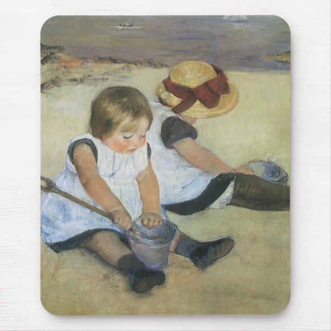 Barn som spelar på stranden av Mary Cassatt Musmatta (Framsidan)