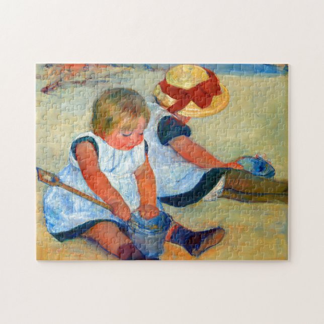 Barn som spelar på stranden av Mary Cassatt  Pussel (Horisontell)