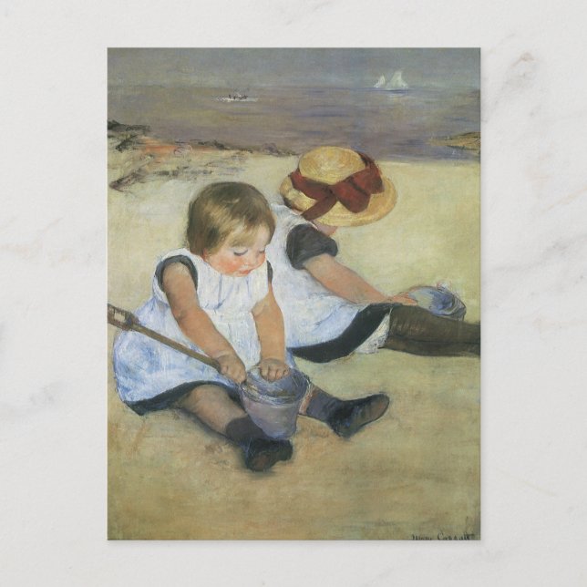 Barn som spelar på stranden av Mary Cassatt Vykort (Framsida)