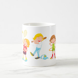 Barn som spelar sport Barnaktivitet Kaffemugg