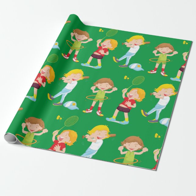 Barn som spelar sport Barnaktivitet Presentpapper (Utrullad)