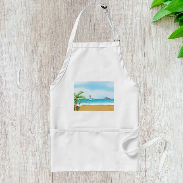 Barn som surfar på tropisk strand kul sommar hav förkläde (Skapare uppladdad)