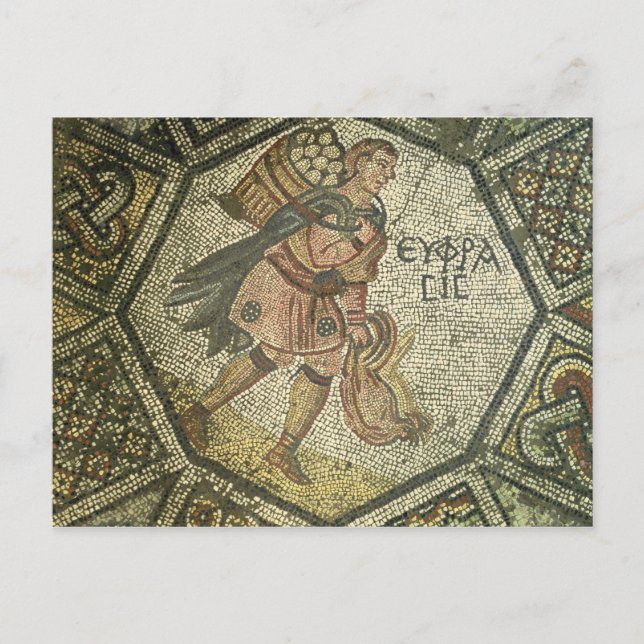 Barn som transporterar kycklingar och basket av äg vykort (Framsida)