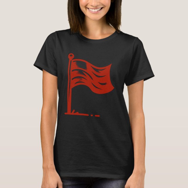 Barn som viker röd Flagga med Hål och Grönt Gra T Shirt (Framsida)