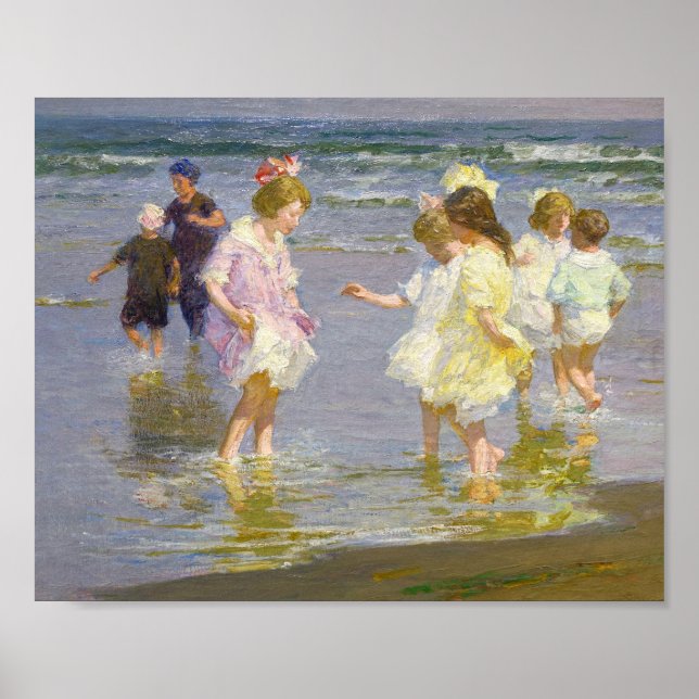 Barn som Wading av Edward Henry Potthast Poster (Framsidan)