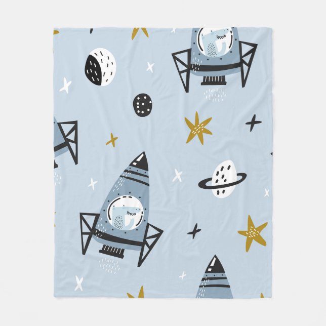 Barn, sömlös mönster med hand plockade space el fleecefilt (Framsidan)