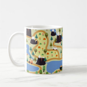 Barn, sömlösa mönster med berg, flod, f kaffemugg