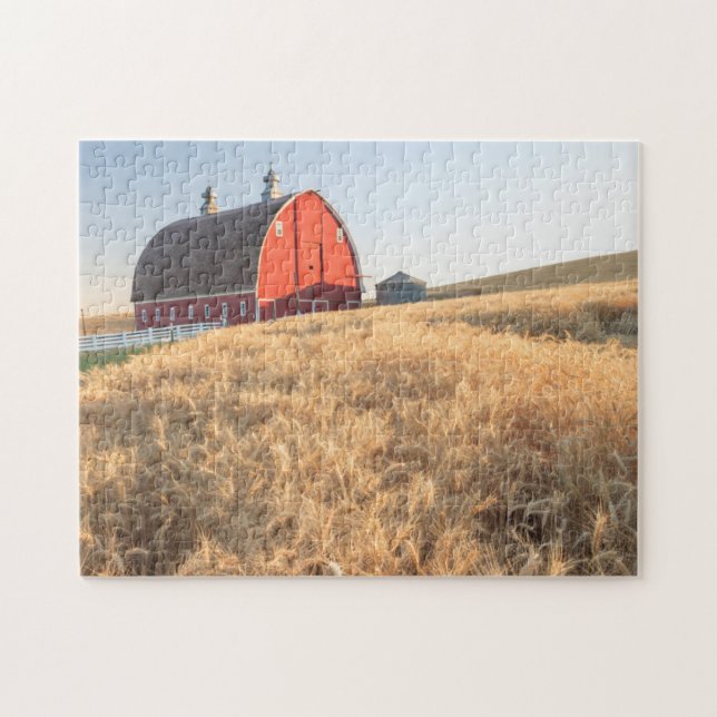 Barn, sommar vete fält nära Sprague, Östra 1 Pussel (Horisontell)