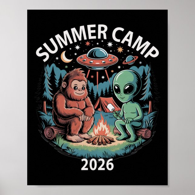 Barn sommarläger 2026 Alien Bigfoot Direktör Besät Poster (Framsidan)