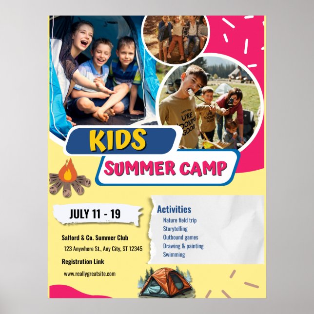 Barn sommarläger Flyer, Barn Bootcamp Sommar  Poster (Framsidan)