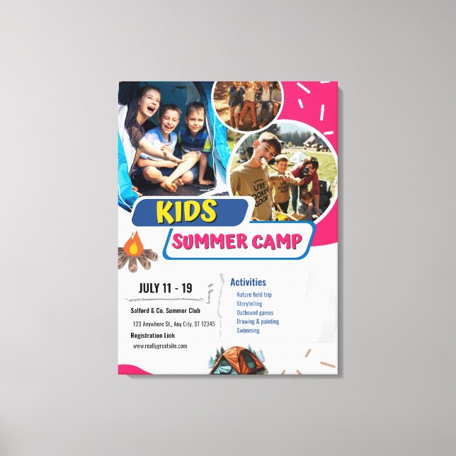 Barn sommarläger Flyer, Barn Bootcamp sommaren  Canvastryck (Framsida)