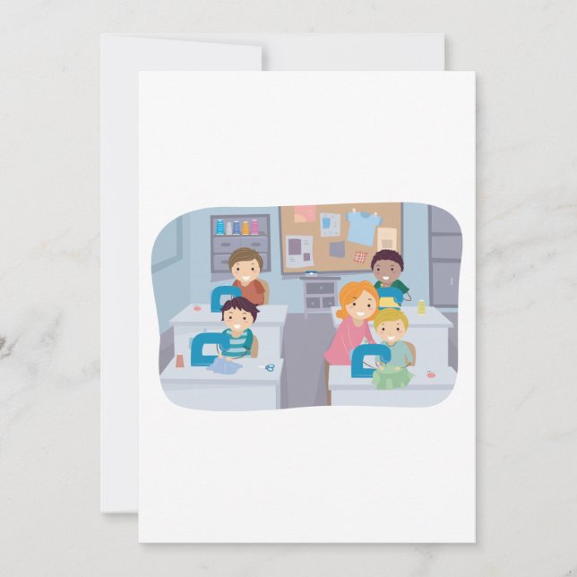 Barn Sömnad Klass Kul Hantverk och Lärande Inbjudningar (Framsida)