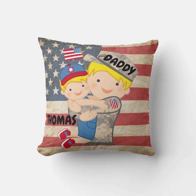 Barn, son, Hugger Soldier Pappa Pillow Kudde (Framsida)