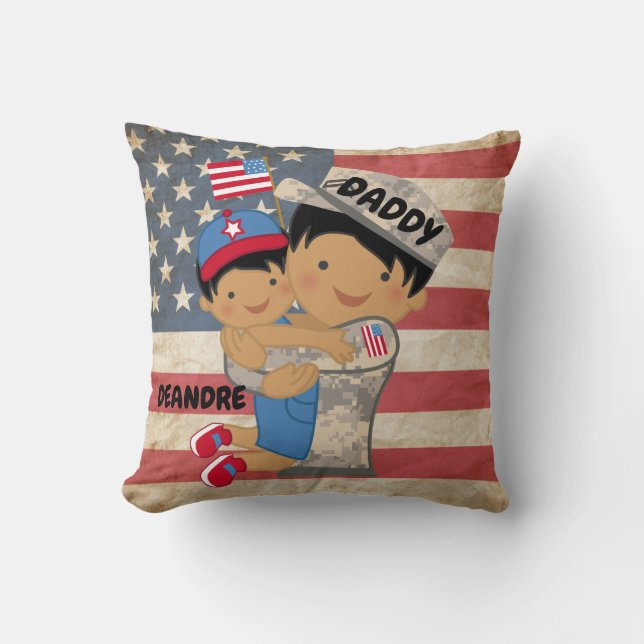 Barn, son, Hugger Soldier Pappa Pillow Kudde (Framsida)