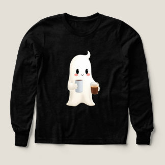 Barn Söt Kaffe Spöke Grafisk Långärmad T Shirt