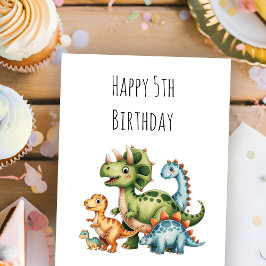 Barn söta personliga dinosaurie födelsedag  kort