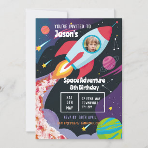 Barn Space Äventyr party Rocket Scientist Child Inbjudningar