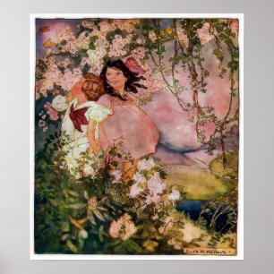 Barn spelar i Lycklig Springtime Poster