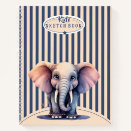 barn Spiral skissbok Elefant och blå linjer 