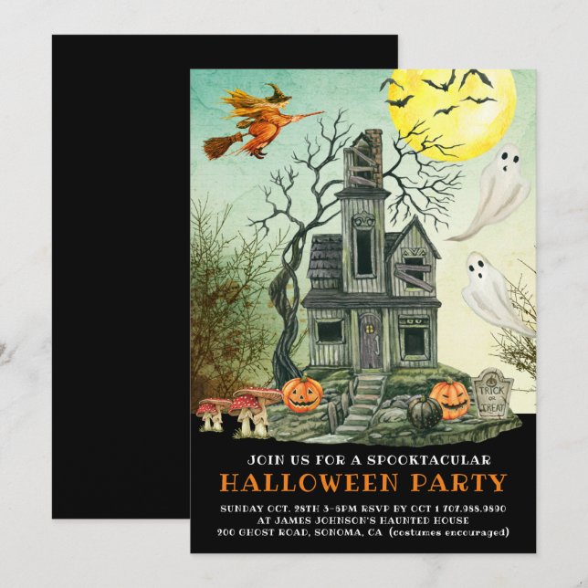 Barn Spooktacular Haunted House Halloween fest Inbjudningar (Fram/baksida)