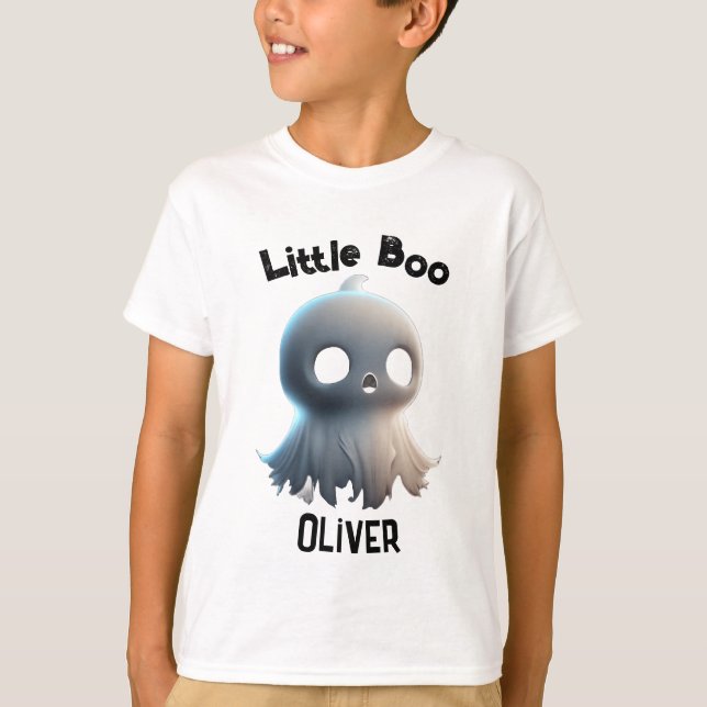 Barn Spooky Stil med Little Boo Baby Ghost T Shirt (Framsida)