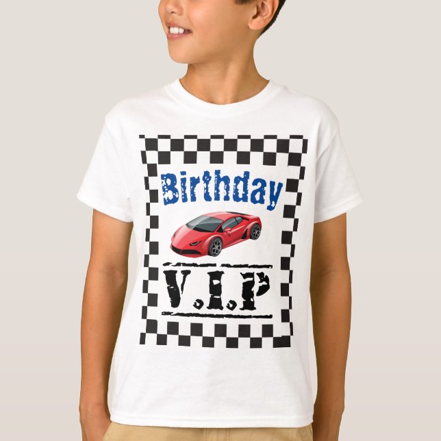 Barn Sport Racerbils Födelsedag VIP T Shirt (Framsida)