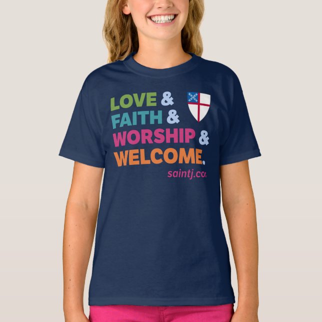 Barn St James Färgglad Välkomst  T Shirt (Framsida)