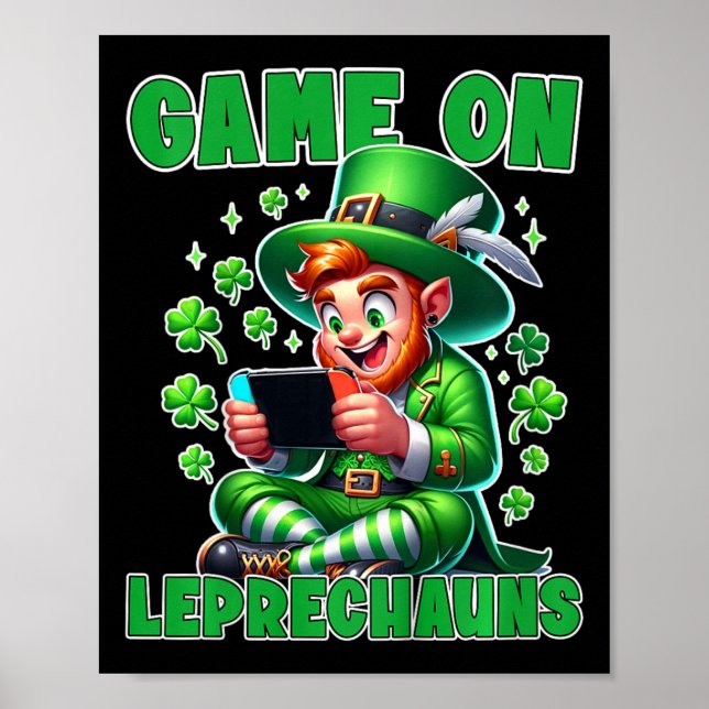 Barn St. Patrick spelar spel på Leprecha Poster (Framsidan)