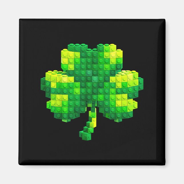 Barn st patricks dag shamrock byggblock magnet (Framsidan)