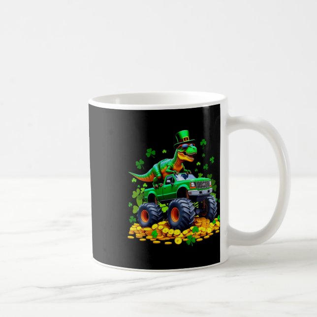 Barn St Patricks Day 2026 - Dinosaur Ridning Monst Kaffemugg (Höger)