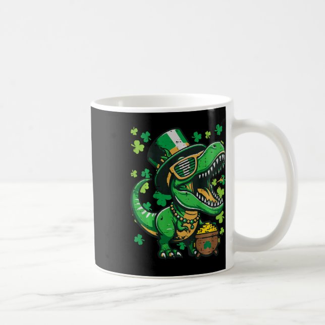 Barn St Patricks Day Dinosaur Saint Pattys Trex Bo Kaffemugg (Höger)