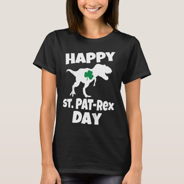Barn St Patricks Day Dinosaur T-rex Rollig Småbarn T Shirt (Framsida)
