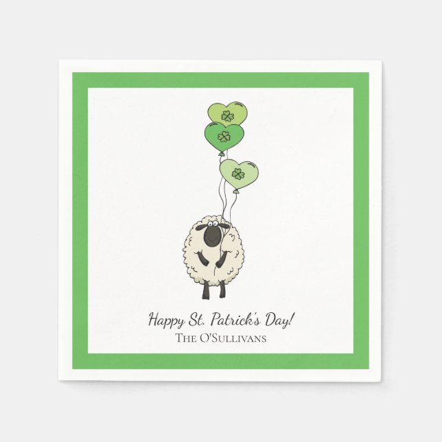 Barn St. Patrick's Day Får & Shamrock Pappersservett (Framsidan)