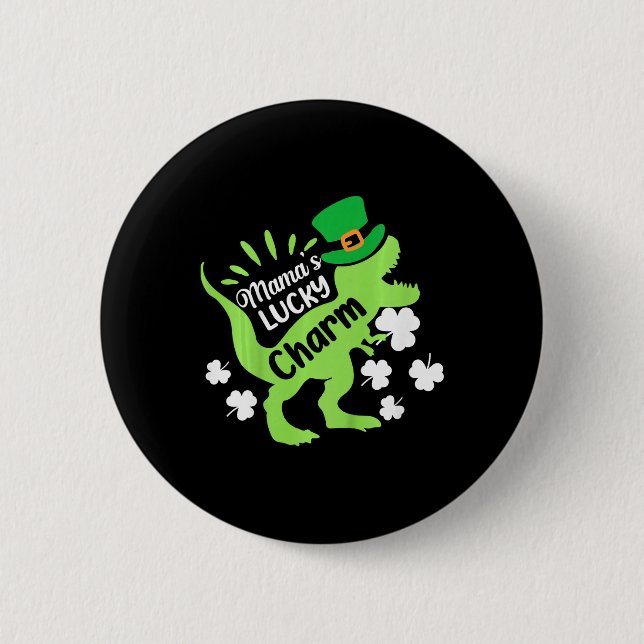 Barn St Patricks Day Mamas Lucky Charm Dinosaur Ir Knapp (Framsida)