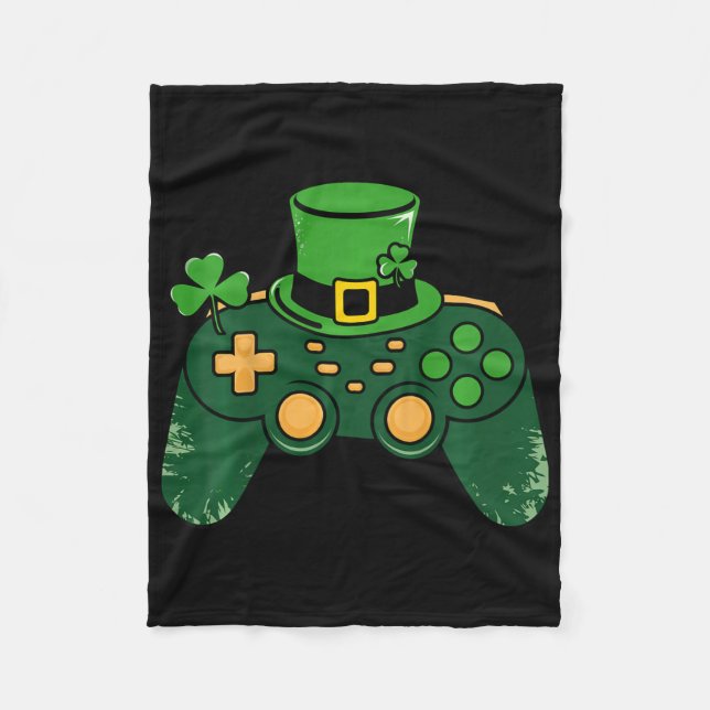 Barn St Patricks Day Spelare Spelkontroll Klöver Fleecefilt (Framsidan)
