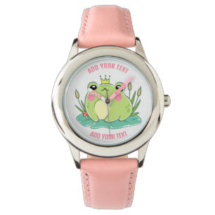 Barn Stainless Steel Red Leather Strap Watch Armbandsur