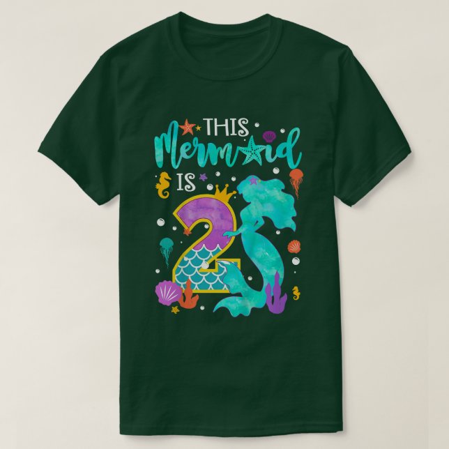 Barn Stängd Den här Sjöjungfrun är 2 år gammal T Shirt (Design framsida)