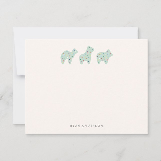 Barn Stationery för djurcookie Parad - Mint Anteckningskort (Framsida)
