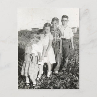 Barn, stepladder vykort