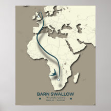 Barn Sväljer migrering Karta - minimal Vintage