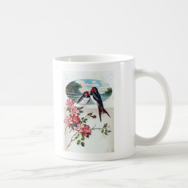 Barn Sväljer och Rosa Flowers Kaffemugg (Höger)