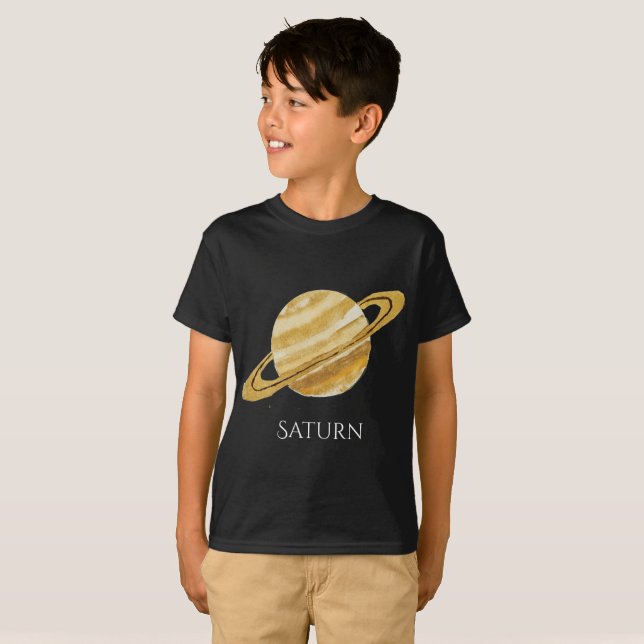 Barn T för Saturn planetvattenfärg T-shirt (Hel framsida)