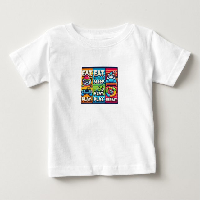 Barn T-shirt "Ät. Lek. Sov. Upprepa" (Framsida)