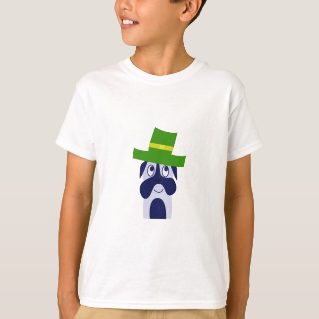 Barn T-Shirt med hund i grönt hat (Framsida)