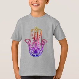 Barn t-shirt med neon Hamsa Hand med ondskefull ög