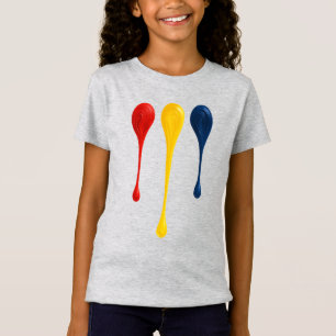Barn T-shirt med primär färgdrypp