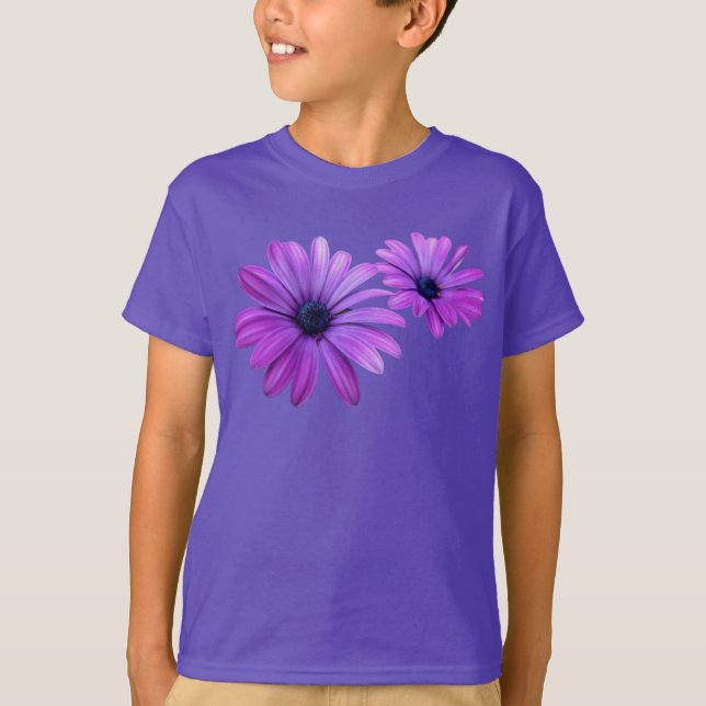 Barn T-shirt Organic Lila Flower Shirt (Framsida)