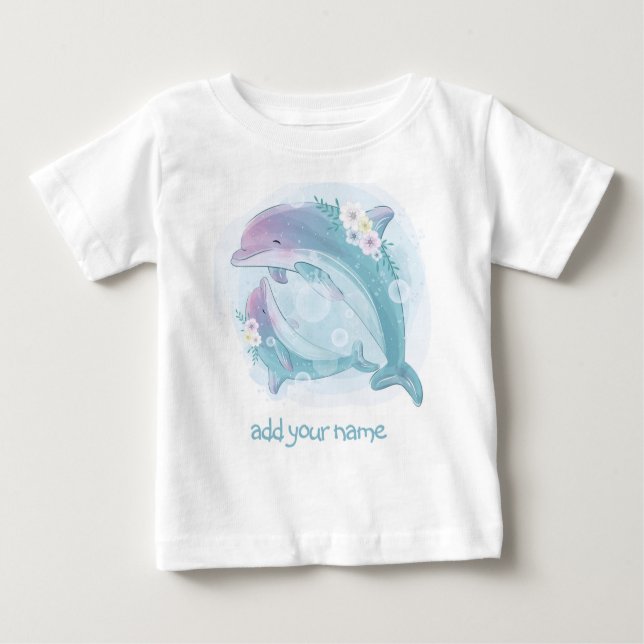 Barn T-SHIRT: TVÅ DOLPHINS T Shirt (Framsida)