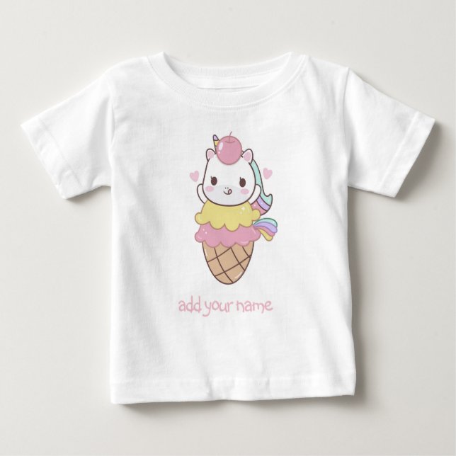 Barn T-SHIRT: UNICORN + ICE-CREAM CONE T Shirt (Framsida)