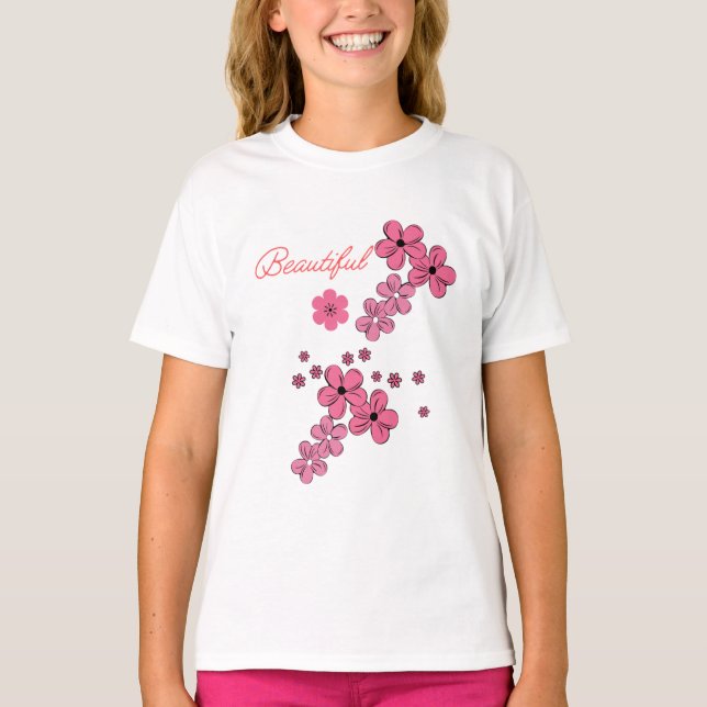 Barn t-shirt vackra blommor (Framsida)